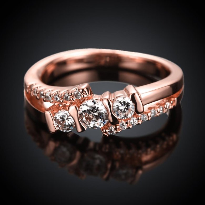 Wholesale Classic Rose Gold Geometric White CZ Ring TGGPR690 1