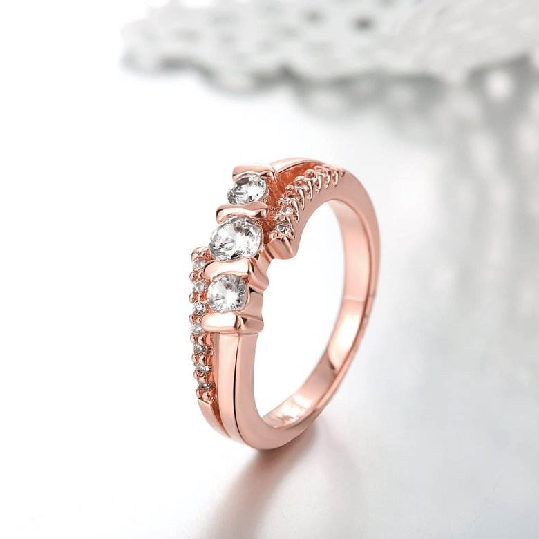 Wholesale Classic Rose Gold Geometric White CZ Ring TGGPR690 2