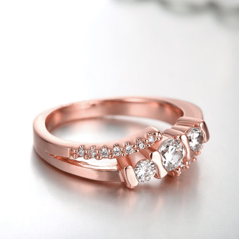 Wholesale Classic Rose Gold Geometric White CZ Ring TGGPR690 3