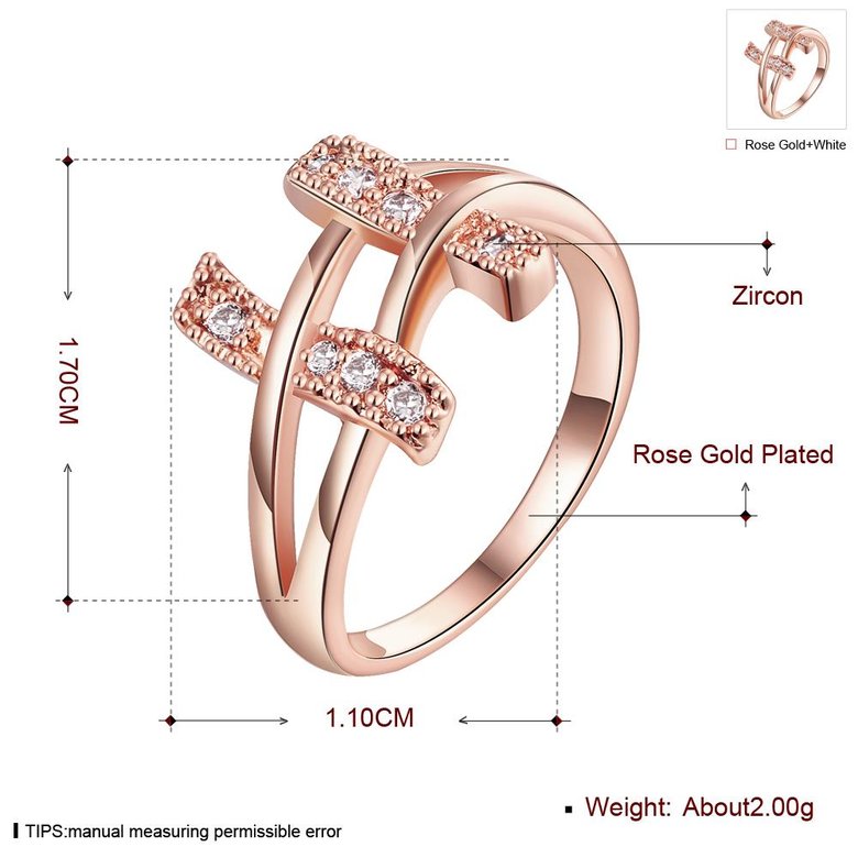 Wholesale Classic Rose Gold Geometric White CZ Ring TGGPR698 3