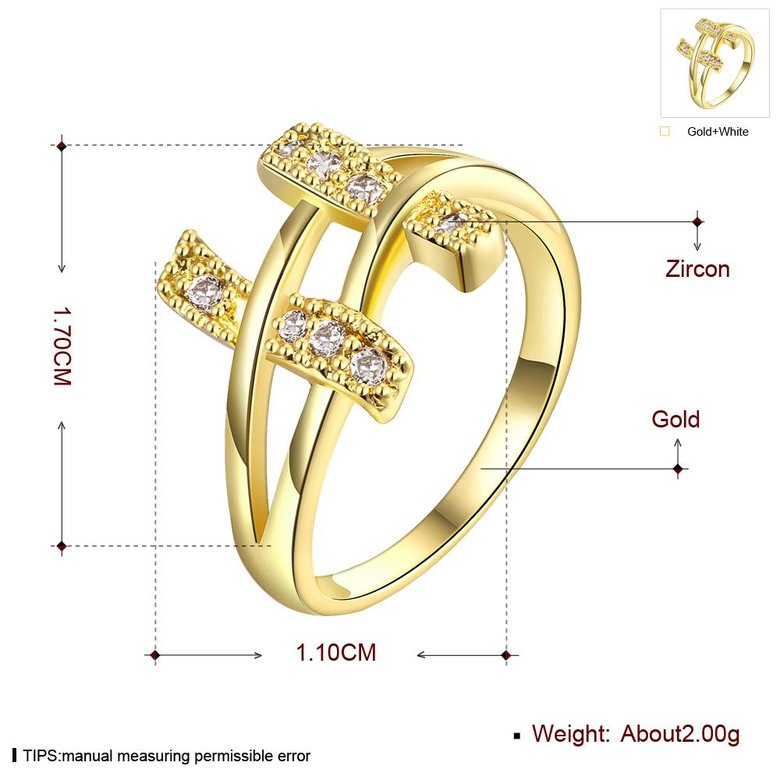 Wholesale Classic 24K Gold Geometric White CZ Ring TGGPR702 0