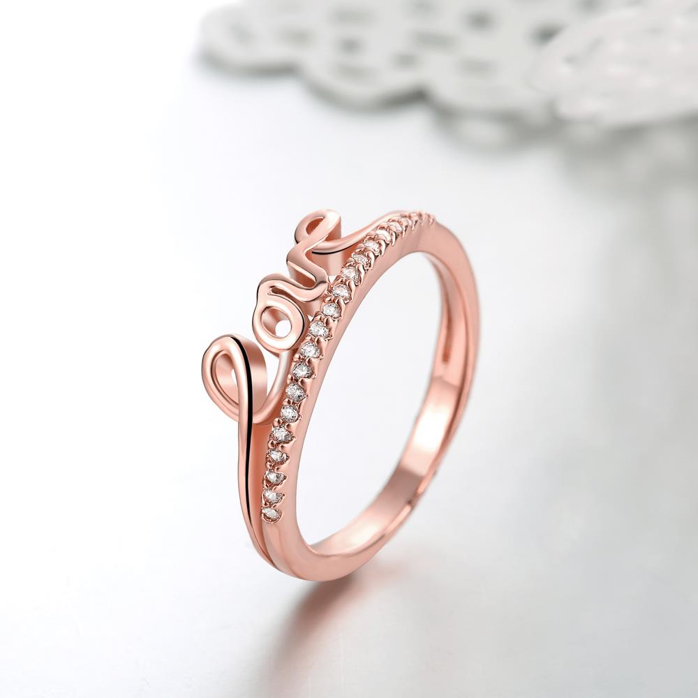Wholesale Classic Rose Gold Letter White CZ Ring TGGPR706 1