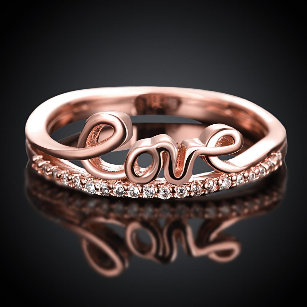 Wholesale Classic Rose Gold Letter White CZ Ring TGGPR706 3
