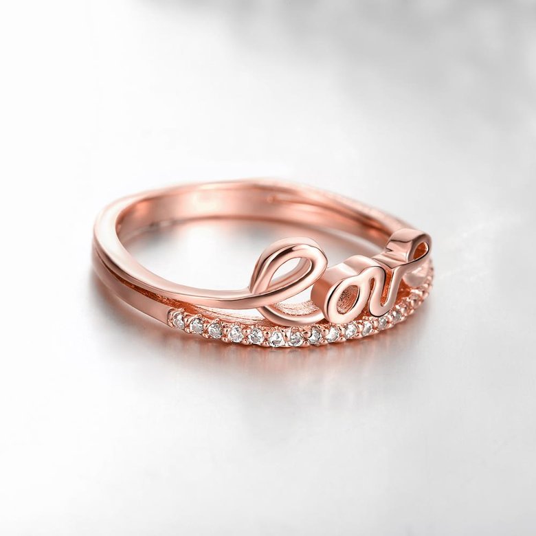 Wholesale Classic Rose Gold Letter White CZ Ring TGGPR706 4
