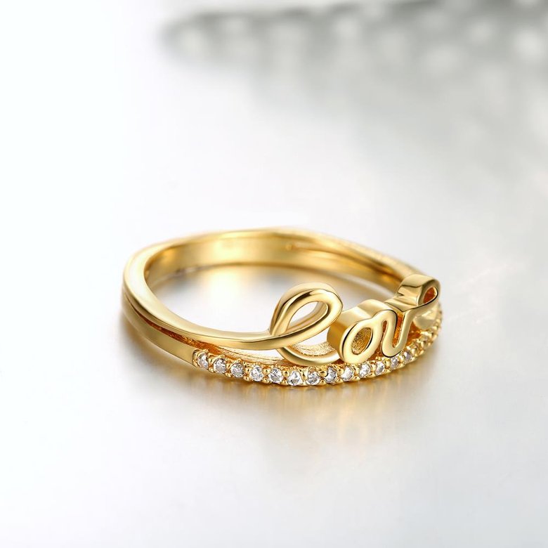 Wholesale Classic 24K Gold Letter White CZ Ring TGGPR710 0