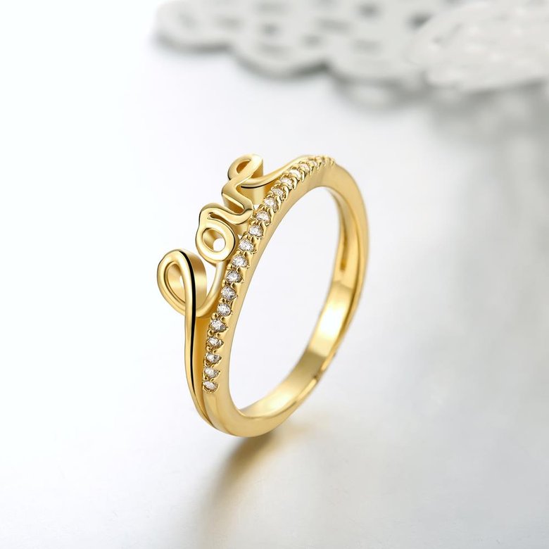 Wholesale Classic 24K Gold Letter White CZ Ring TGGPR710 4