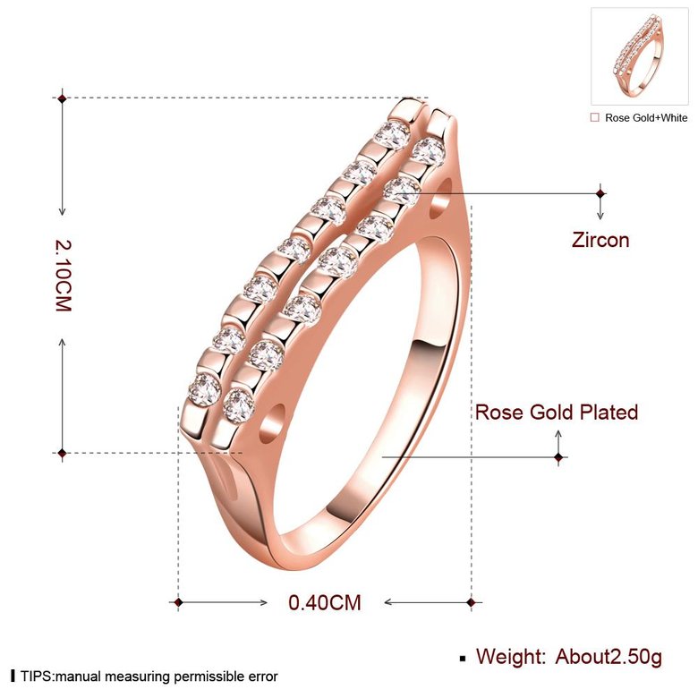 Wholesale Classic Rose Gold Geometric White CZ Ring TGGPR714 0