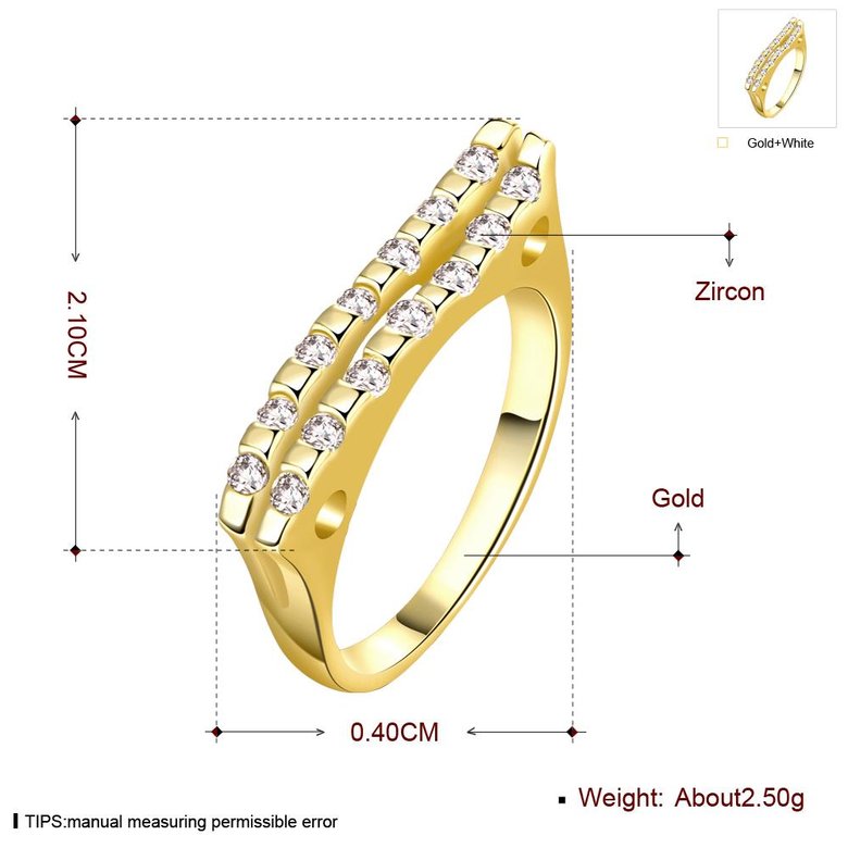 Wholesale Classic 24K Gold Geometric White CZ Ring TGGPR718 0