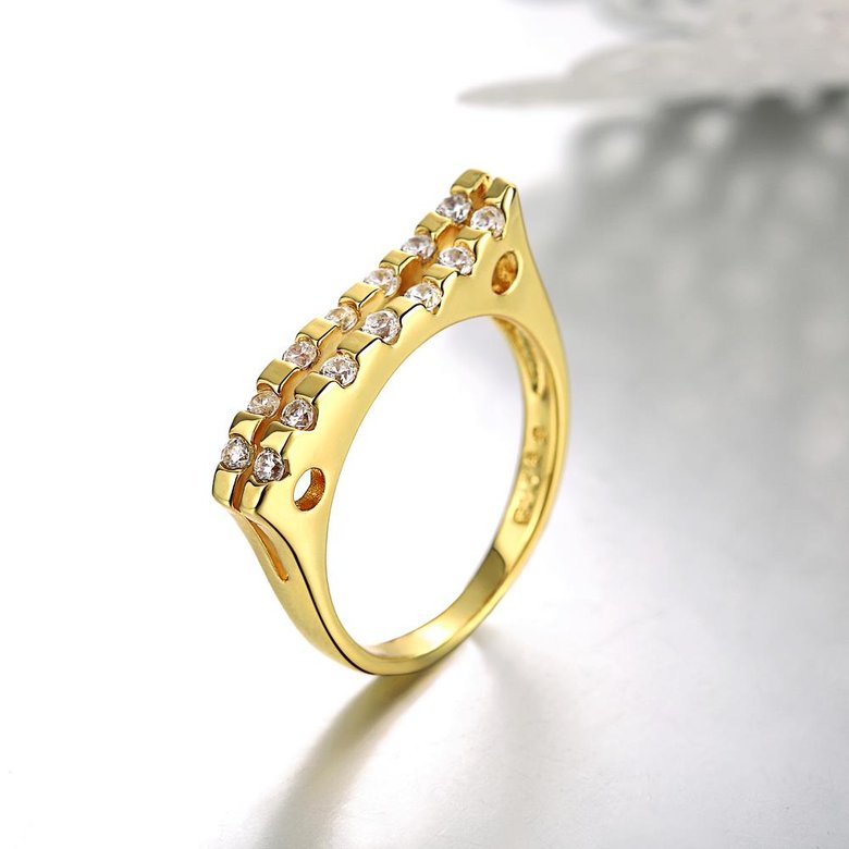 Wholesale Classic 24K Gold Geometric White CZ Ring TGGPR718 1