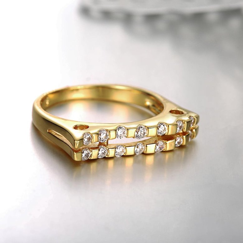 Wholesale Classic 24K Gold Geometric White CZ Ring TGGPR718 3