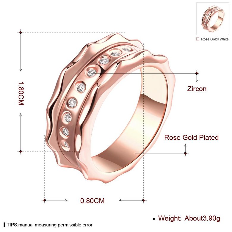 Wholesale Classic Rose Gold Geometric White CZ Ring TGGPR722 0