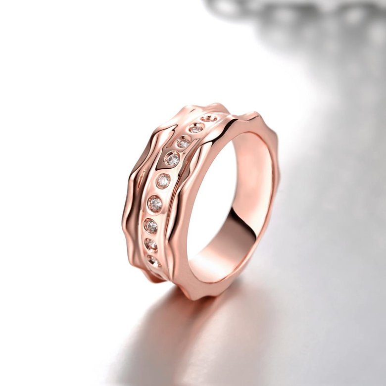 Wholesale Classic Rose Gold Geometric White CZ Ring TGGPR722 2