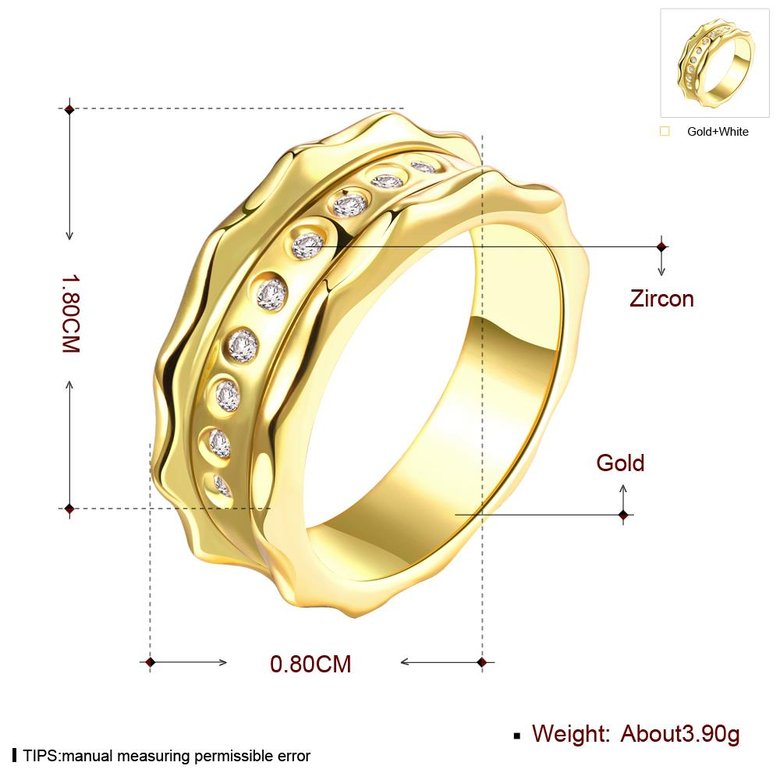 Wholesale Classic 24K Gold Geometric White CZ Ring TGGPR726 0