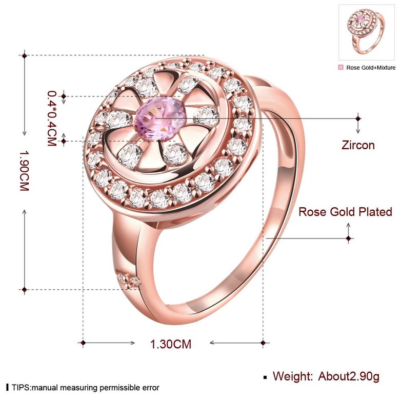 Wholesale Romantic Rose Gold Plant Multicolor CZ Ring TGGPR738 0