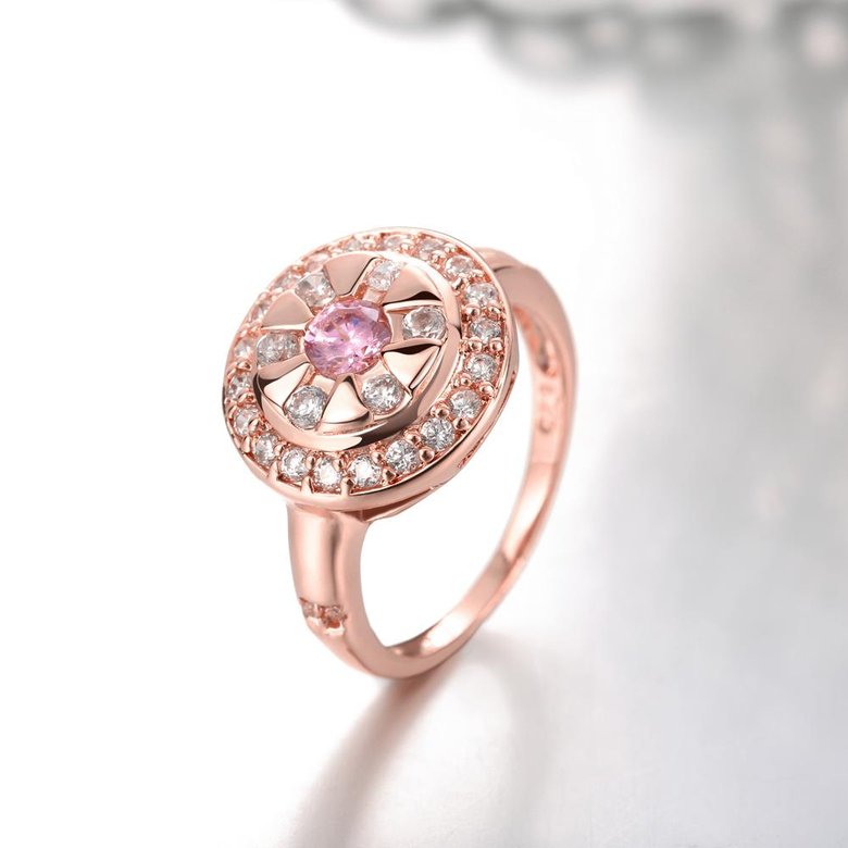 Wholesale Romantic Rose Gold Plant Multicolor CZ Ring TGGPR738 1