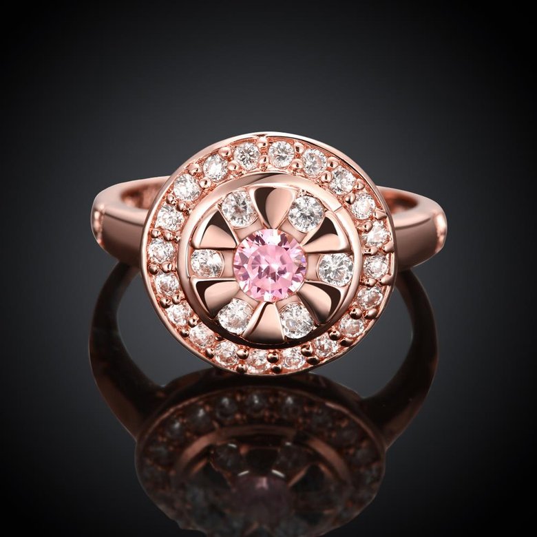 Wholesale Romantic Rose Gold Plant Multicolor CZ Ring TGGPR738 3