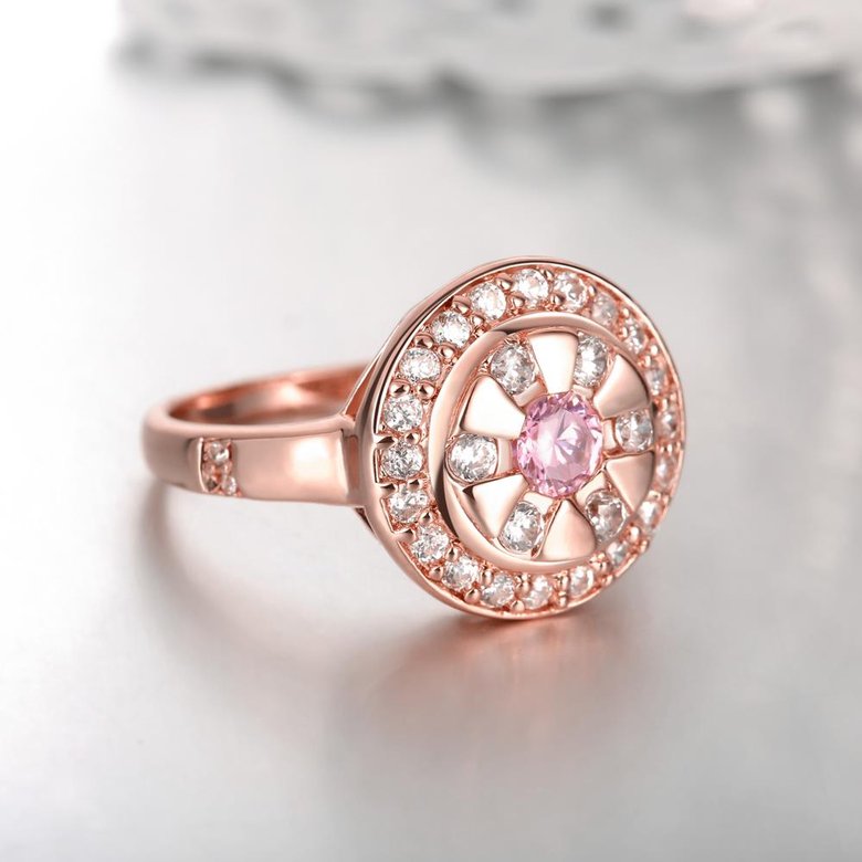 Wholesale Romantic Rose Gold Plant Multicolor CZ Ring TGGPR738 4