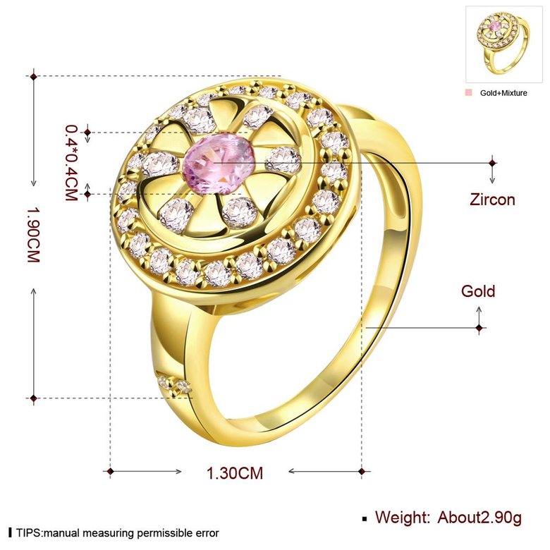 Wholesale Classic 24K Gold Plant Multicolor CZ Ring TGGPR742 2