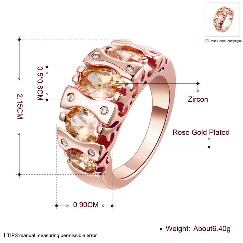Wholesale Classic Rose Gold Geometric Brown CZ Ring TGGPR870 0