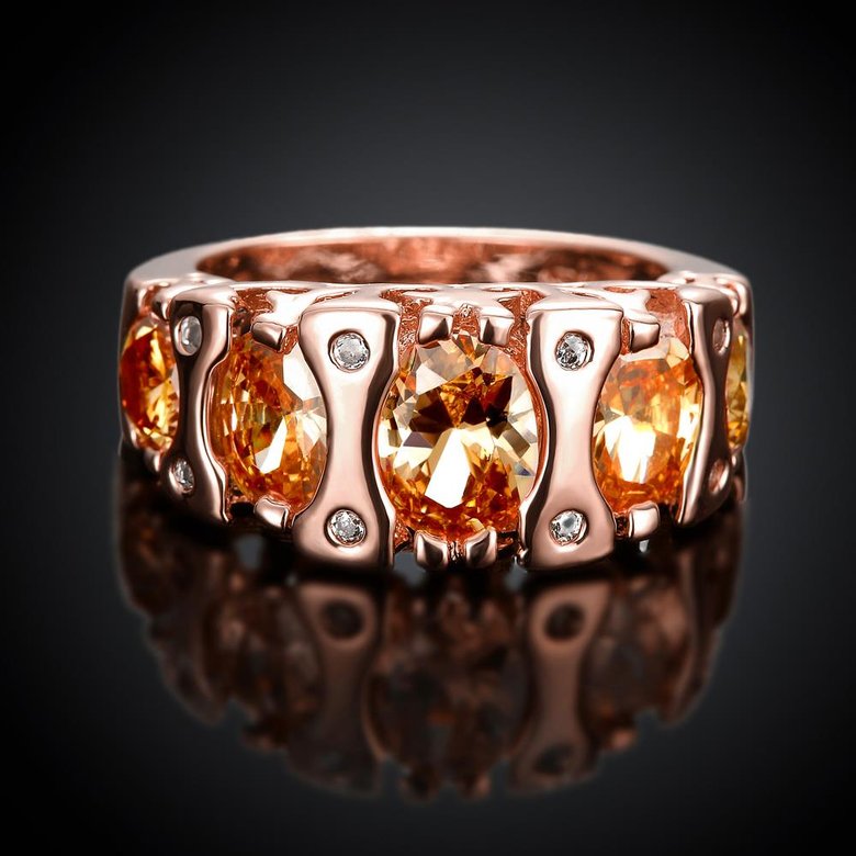 Wholesale Classic Rose Gold Geometric Brown CZ Ring TGGPR870 1
