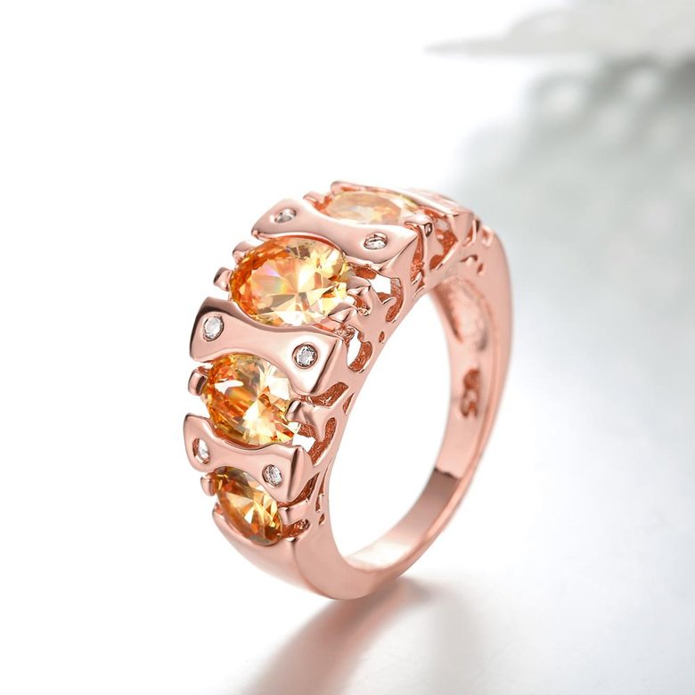 Wholesale Classic Rose Gold Geometric Brown CZ Ring TGGPR870 2