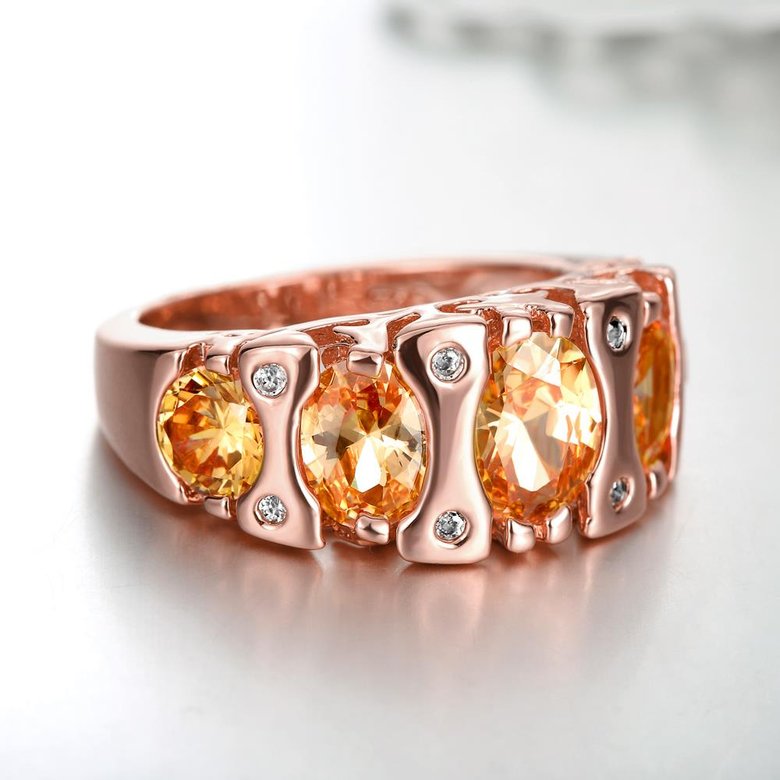 Wholesale Classic Rose Gold Geometric Brown CZ Ring TGGPR870 3