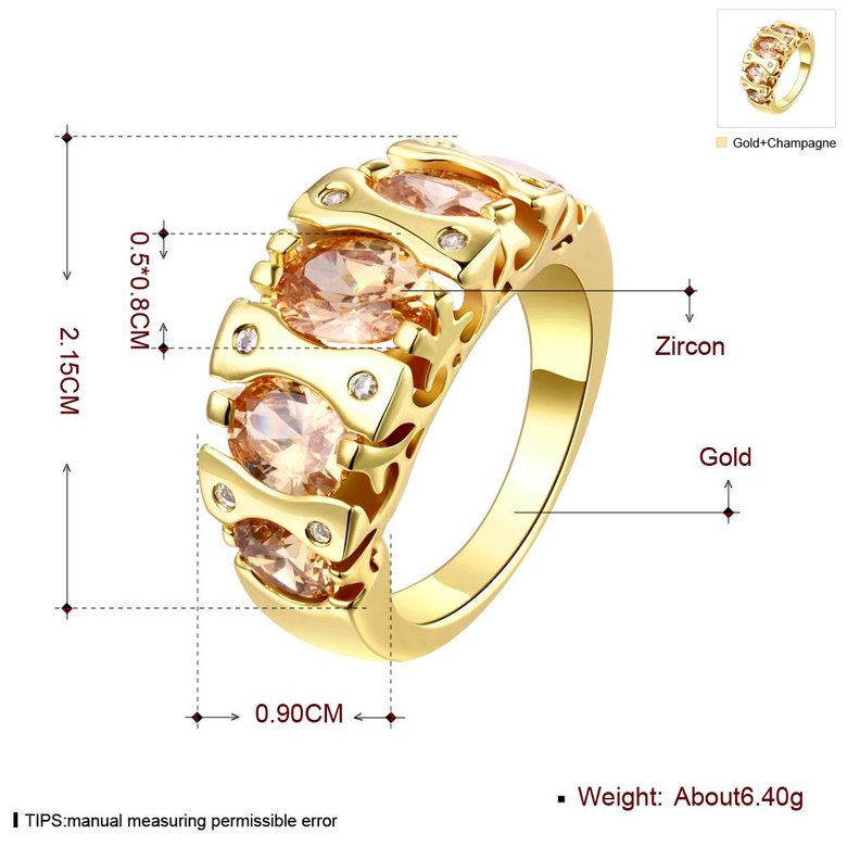 Wholesale Classic 24K Gold Geometric Brown CZ Ring TGGPR875 0