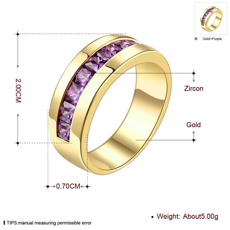 Wholesale Classic 24K Gold Geometric Purple CZ Ring TGGPR885 1
