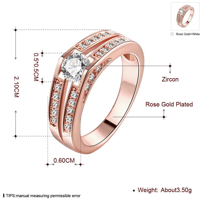Wholesale Classic Rose Gold Round White CZ Ring TGGPR890 0