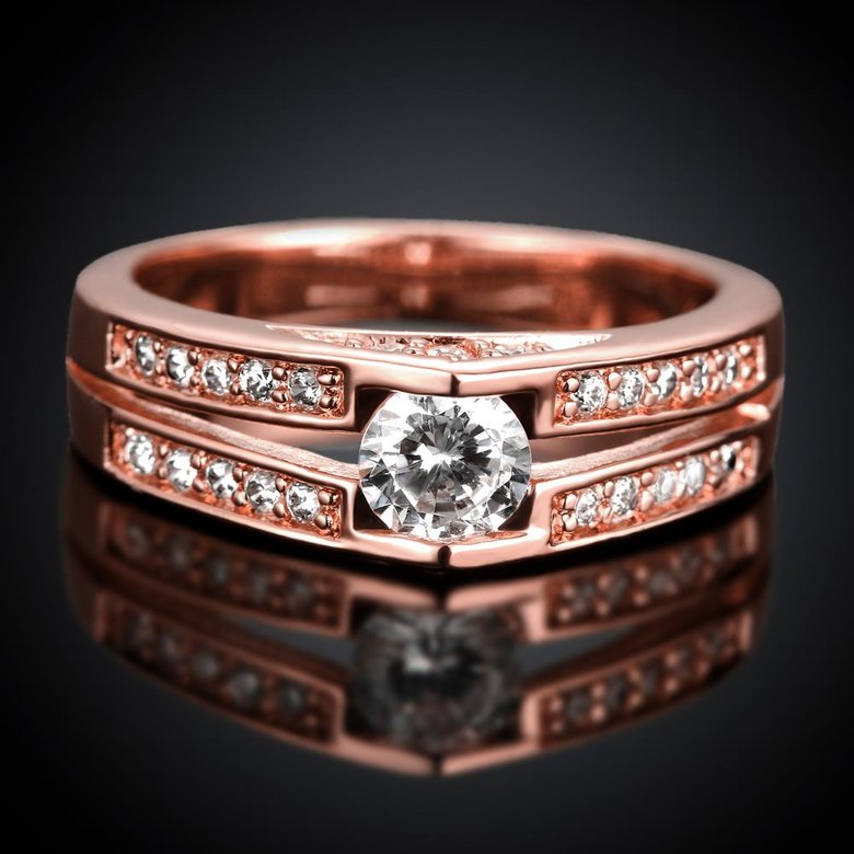 Wholesale Classic Rose Gold Round White CZ Ring TGGPR890 1