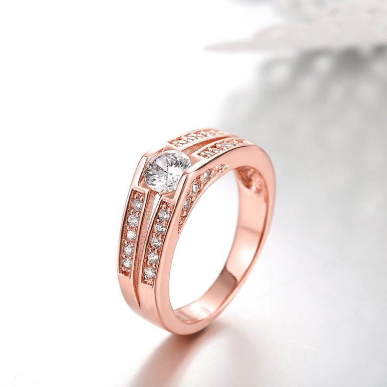 Wholesale Classic Rose Gold Round White CZ Ring TGGPR890 2