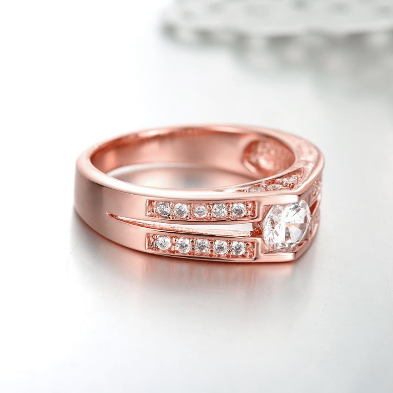 Wholesale Classic Rose Gold Round White CZ Ring TGGPR890 3