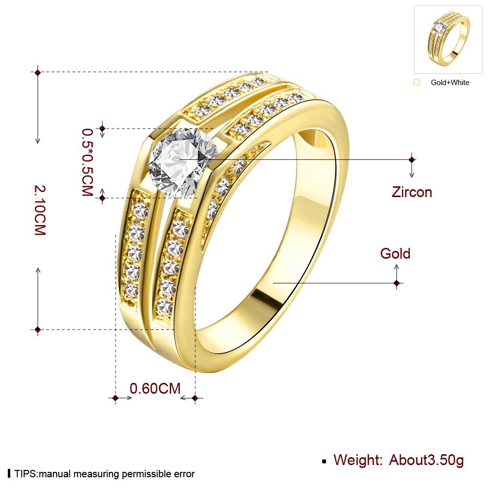 Wholesale Classic 24K Gold Round White CZ Ring TGGPR895 0