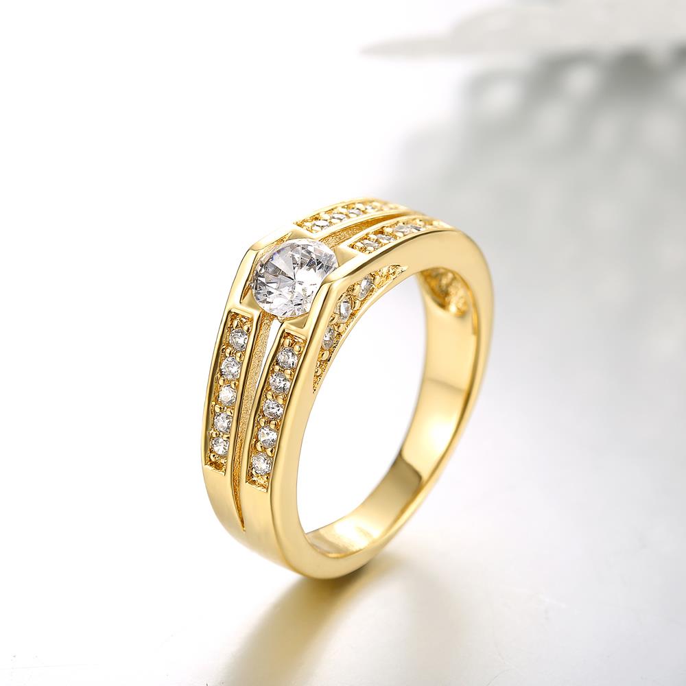 Wholesale Classic 24K Gold Round White CZ Ring TGGPR895 2