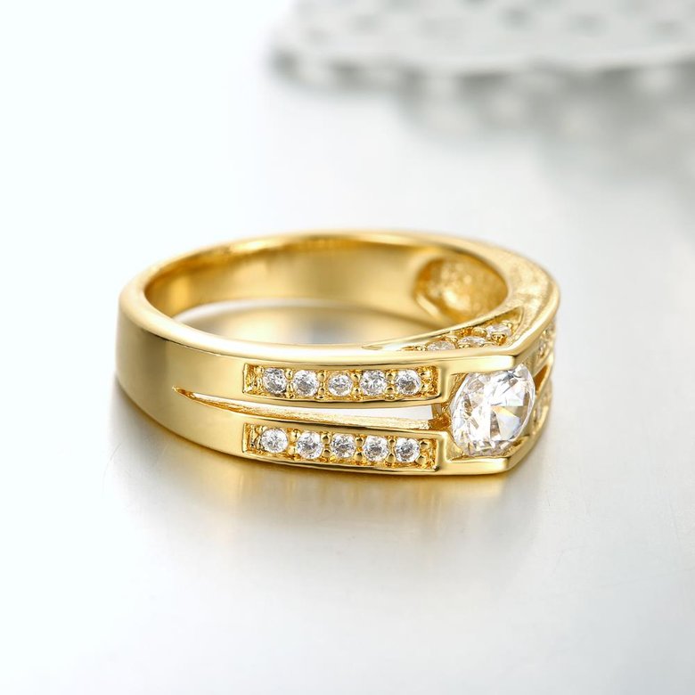 Wholesale Classic 24K Gold Round White CZ Ring TGGPR895 3