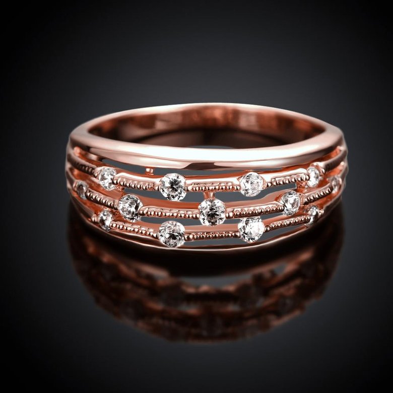 Wholesale Classic Rose Gold Geometric White CZ Ring TGGPR916 0