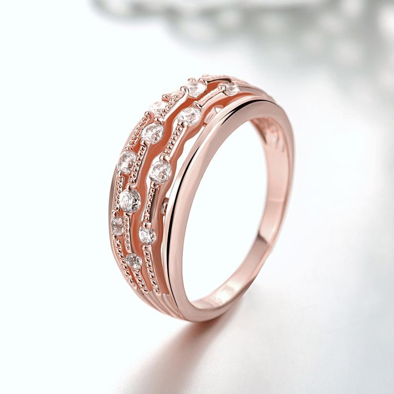 Wholesale Classic Rose Gold Geometric White CZ Ring TGGPR916 1