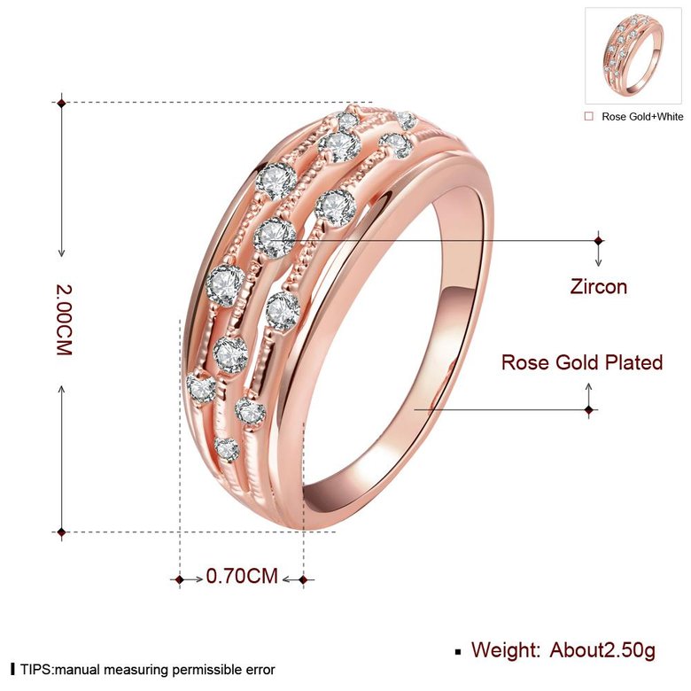 Wholesale Classic Rose Gold Geometric White CZ Ring TGGPR916 2
