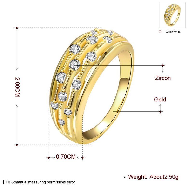 Wholesale Classic 24K Gold Geometric White CZ Ring TGGPR923 1
