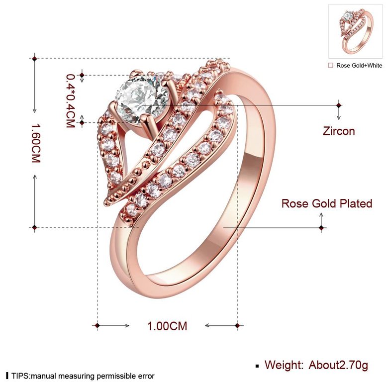 Wholesale Classic Rose Gold Heart White CZ Ring TGGPR931 0