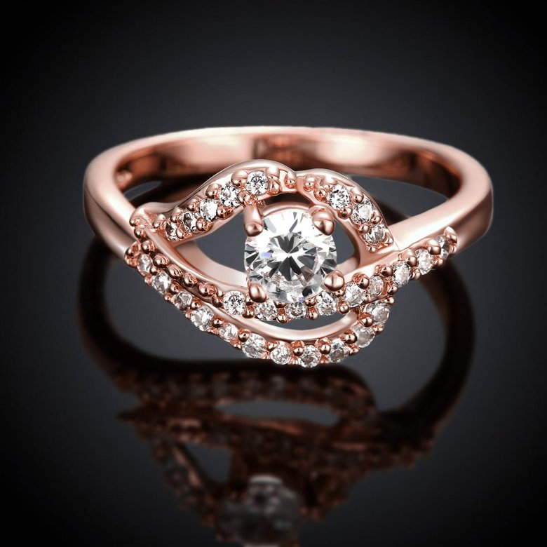 Wholesale Classic Rose Gold Heart White CZ Ring TGGPR931 2