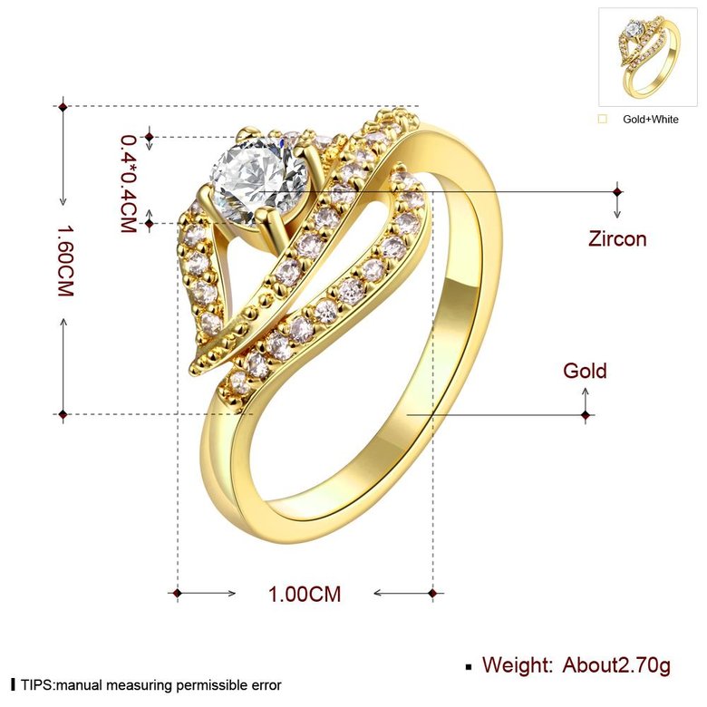 Wholesale Classic 24K Gold Geometric White CZ Ring TGGPR938 0