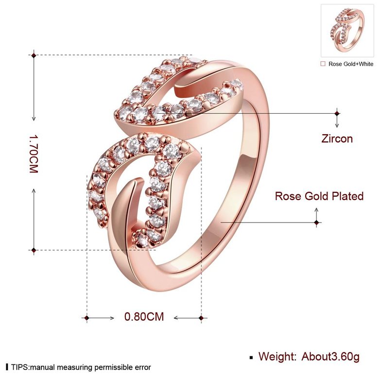 Wholesale Classic Rose Gold Geometric White CZ Ring TGGPR945 0