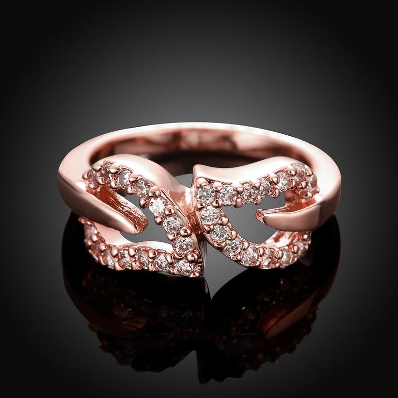 Wholesale Classic Rose Gold Geometric White CZ Ring TGGPR945 1