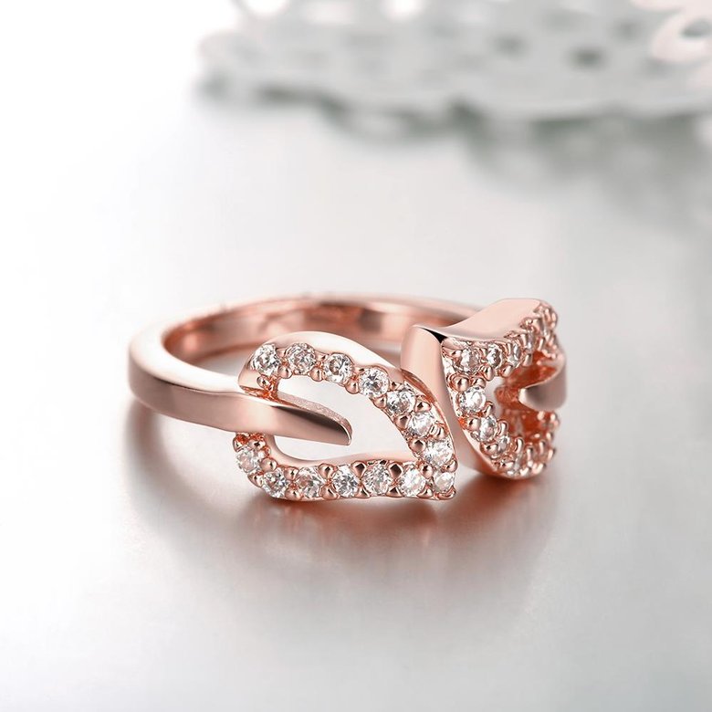 Wholesale Classic Rose Gold Geometric White CZ Ring TGGPR945 2