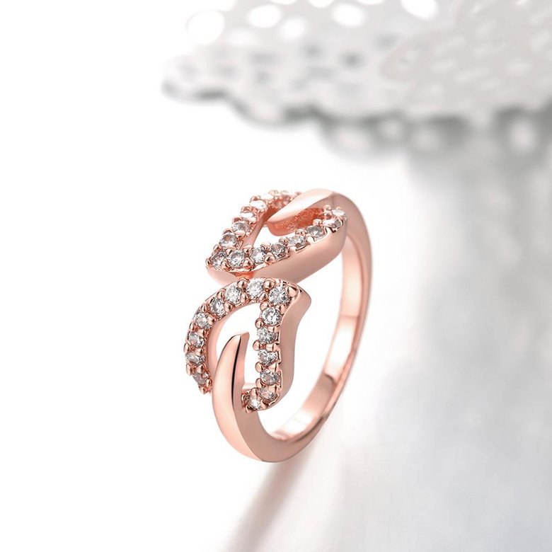 Wholesale Classic Rose Gold Geometric White CZ Ring TGGPR945 4