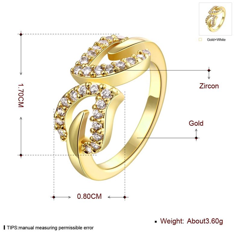 Wholesale Classic 24K Gold Geometric White CZ Ring TGGPR952 0