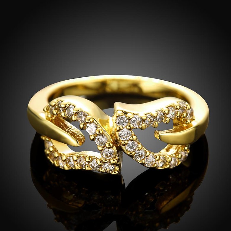 Wholesale Classic 24K Gold Geometric White CZ Ring TGGPR952 1