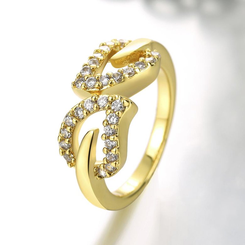 Wholesale Classic 24K Gold Geometric White CZ Ring TGGPR952 2