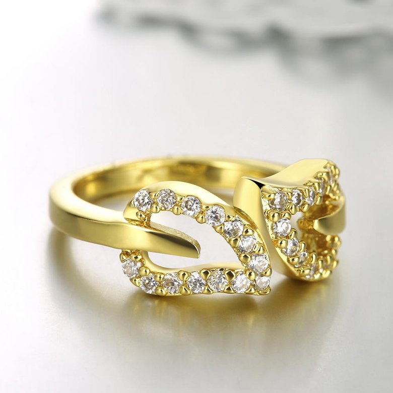 Wholesale Classic 24K Gold Geometric White CZ Ring TGGPR952 3